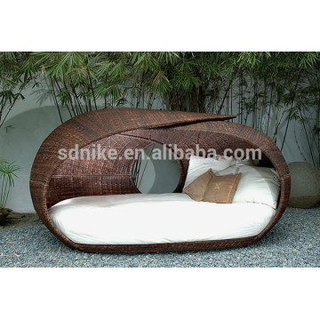 SB- (196) espreguiçadeira de jardim de mobiliário de rattan sintético ao ar livre com dossel
